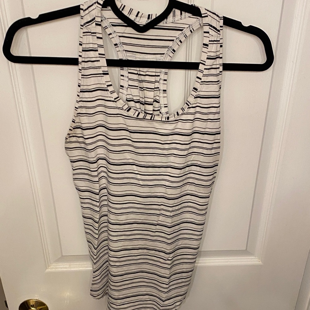 Lululemon striped White and Black Racerback Tank Top